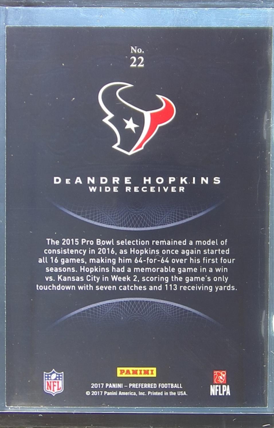 2017 Crown Royale DeAndre Hopkins Platinum /49 #22 Texans - Image 3