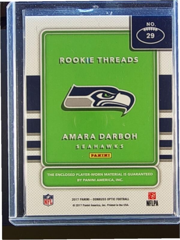 2017 Donruss Amara Darboh JSY #29 Seahawks Rookie Threads Red - Image 3