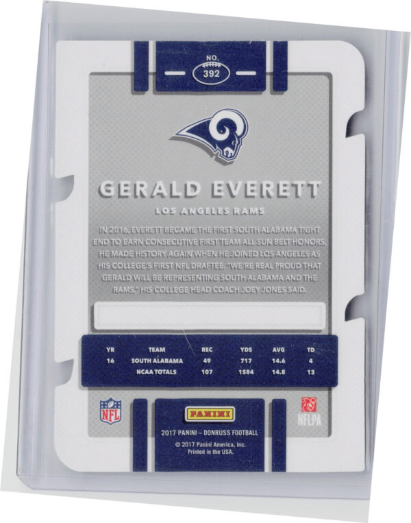 2017 Donruss Gerald Everett Press Proof Silver Die Cut SN75 #392 Rams - Image 3