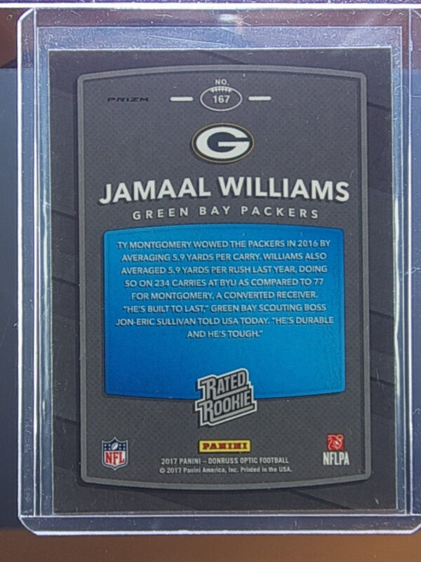 2017 Donruss Optic Jamaal Williams Red and Yellow #167 Packers - Image 3
