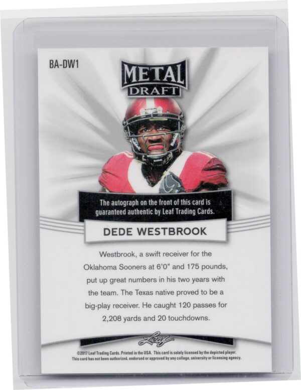 2017 Leaf Metal Draft Dede Westbrook AU #BA-DW1 Sooners Autographs Wave Foil - Image 3