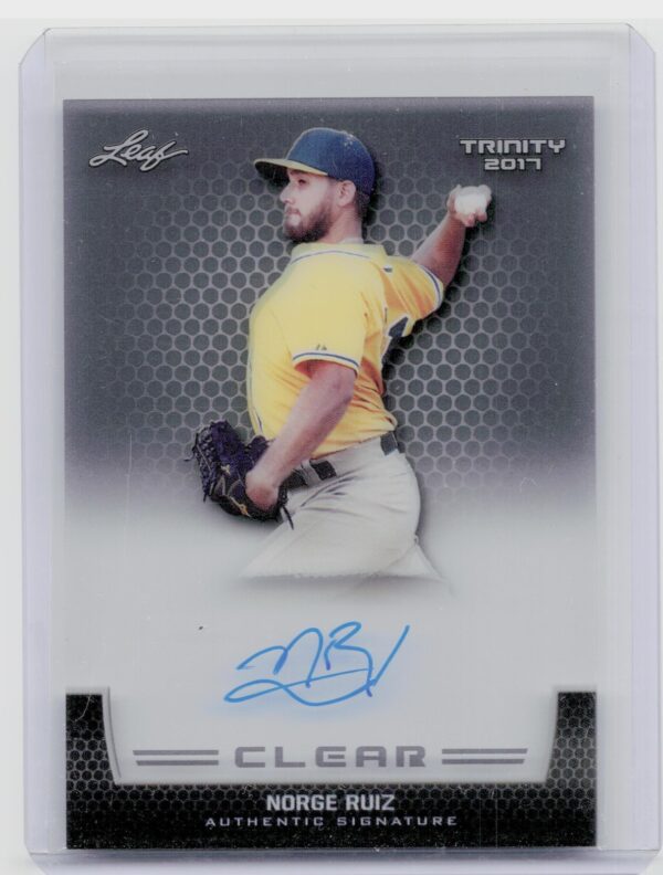 2017 Leaf Trinity Norge Ruiz Auto #CA-NR1 Athletics Clear Autographs Gray