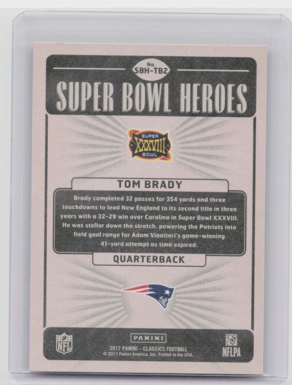 2017 Panini Classics Tom Brady #SBH-TB2 Patriots Super Bowl Heroes - Image 3