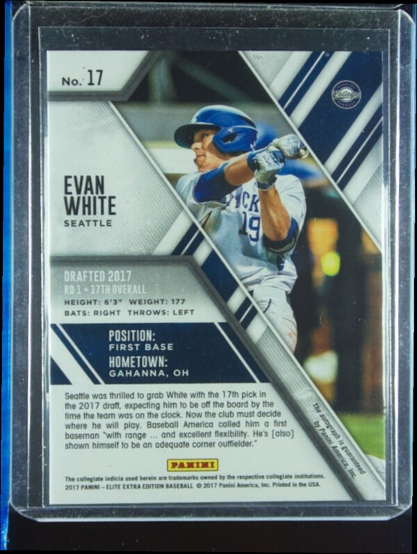 2017 Panini Elite Extra Edition Evan White AU SN100 #17 Mariners Autographs Aspi - Image 3