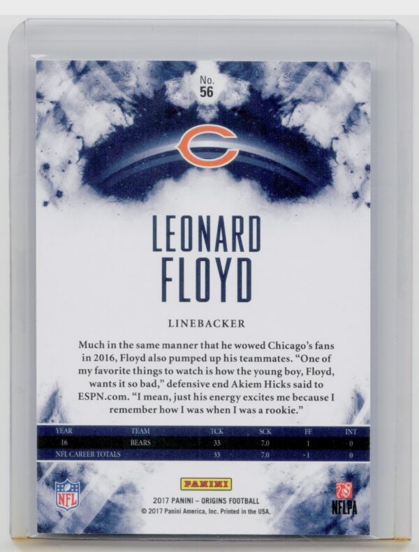 2017 Panini Origins Leonard Floyd Red SN299 #56 Bears - Image 3