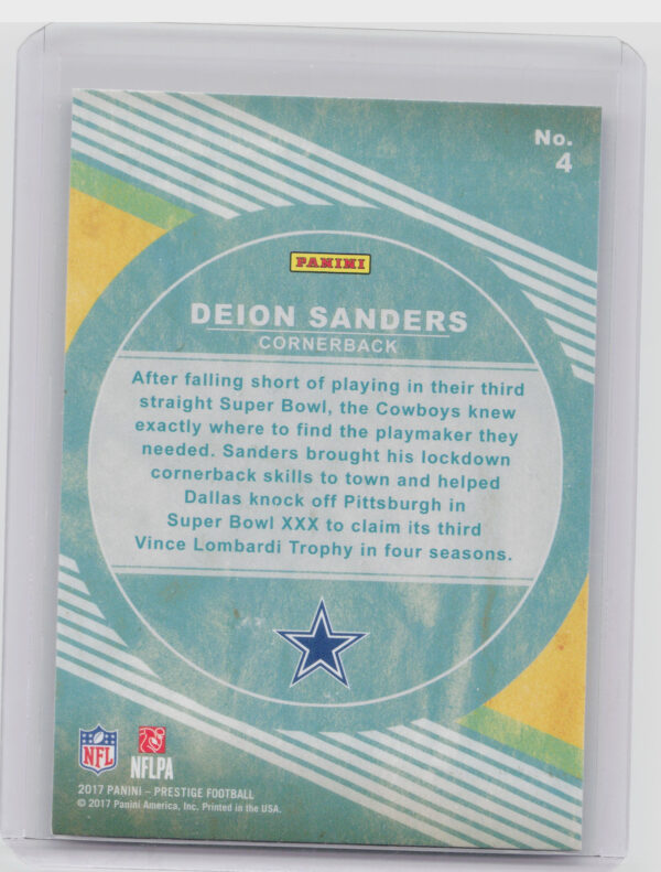 2017 Panini Prestige Deion Sanders #4 Cowboys Living Legends - Image 3