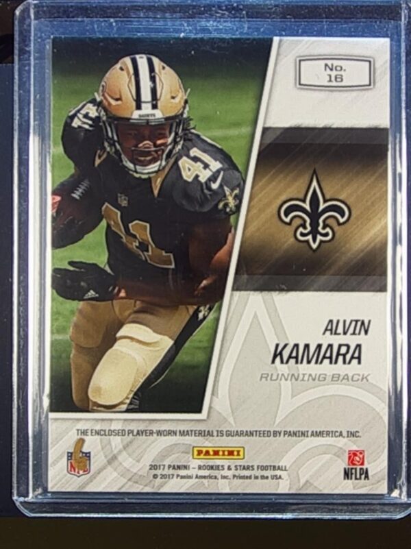 2017 Panini Rookies & Stars Alvin Kamara JSY #16 Saints Year One - Image 3