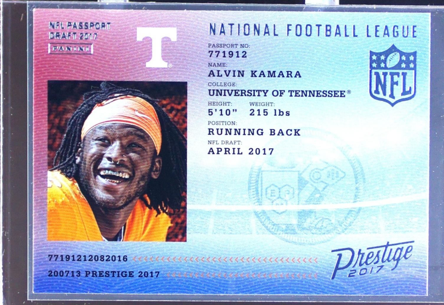 2017 Prestige Alvin Kamara RC #11 Volunteers NFL Passport