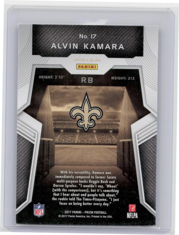 2017 Prizm Alvin Kamara #17 Saints Rookie Introductions Prizm - Image 3