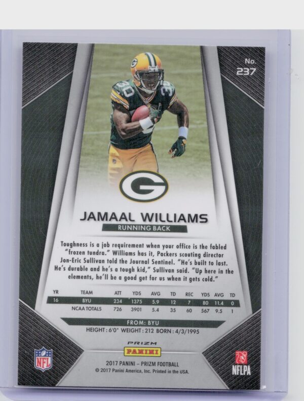 2017 Prizm Jamaal Williams Prizm #237 Packers - Image 3