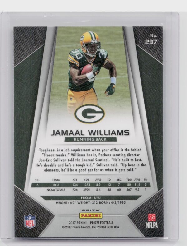 2017 Prizm Jamaal Williams Prizm Red, White and Blue #237 Packers - Image 3