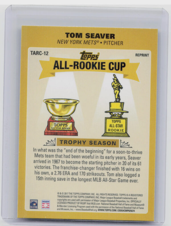 2017 Topps Chrome Update Tom Seaver #TARC-12 Mets Topps All Rookie Cup - Image 3