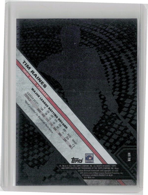 2017 Topps High Tek Tim Raines Blackout #HT-TR Yankees - Image 3
