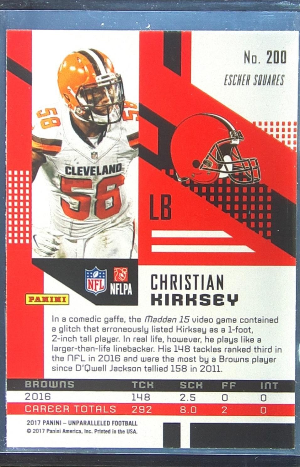 2017 Unparalleled Christian Kirksey Lime Green #200 Browns - Image 3