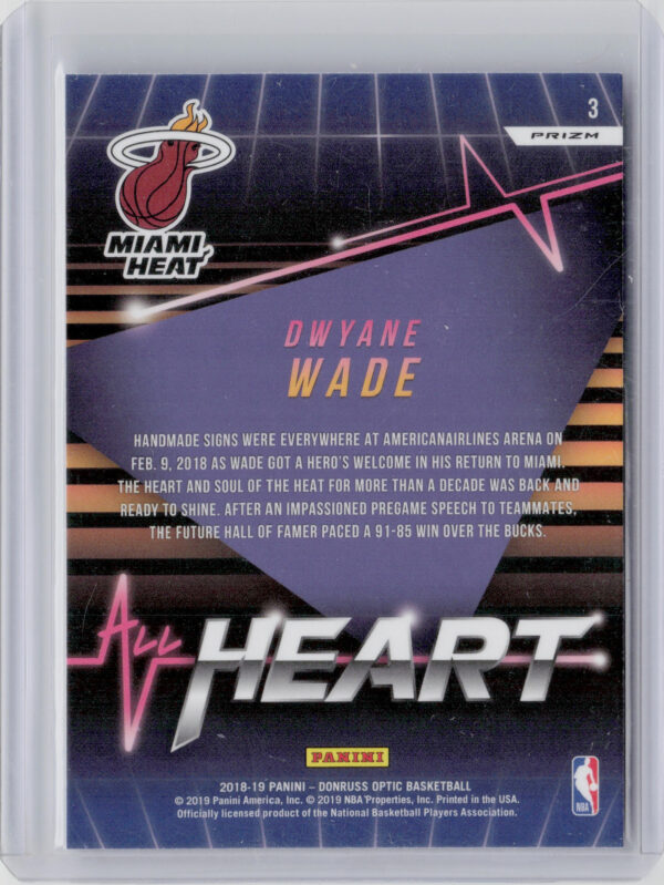 2018-19 Donruss Optic Dwyane Wade #3 Heat All Heart - Image 3