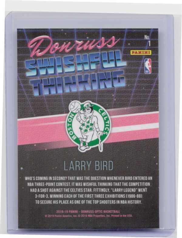 2018-19 Donruss Optic Larry Bird #1 Celtics Swishful Thinking - Image 3