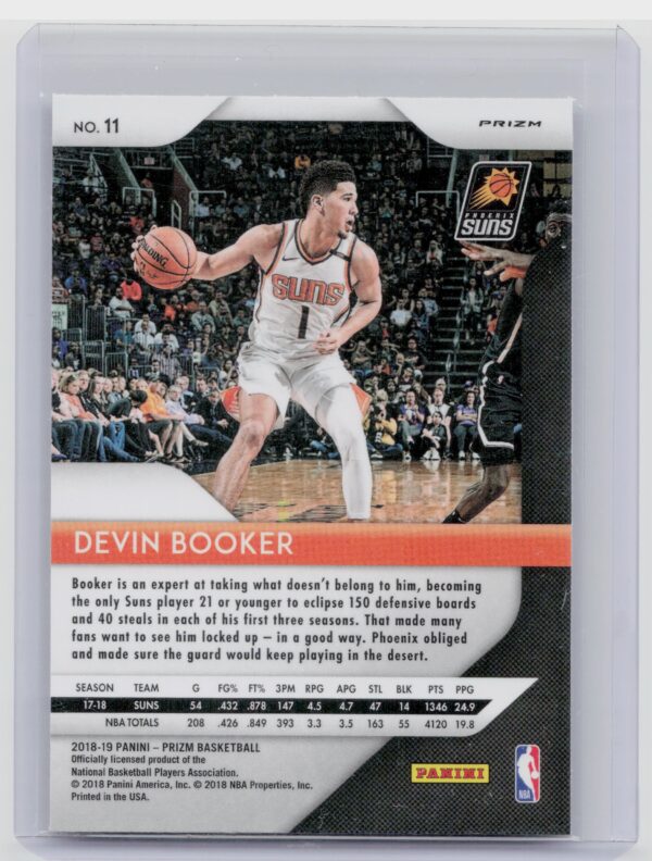 2018-19 Panini Prizm Devin Booker Prizms Silver #11 Suns - Image 3
