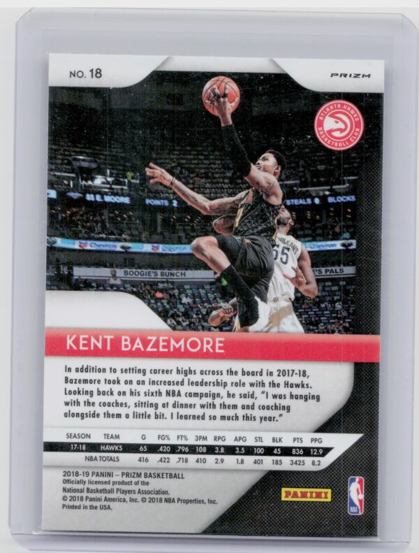 2018-19 Prizm Kent Bazemore Prizms Hyper #18 Hawks - Image 3