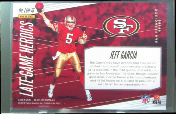 2018 Absolute Jeff Garcia #LGH-JG 49ers Late Game Heroics Spectrum Gold - Image 3