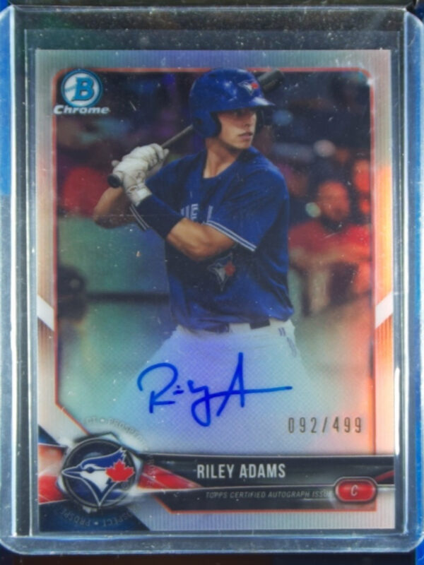 2018 Bowman Chrome Riley Adams AU SN499 #BCPA-RAD Jays Prospects Autographs Refr