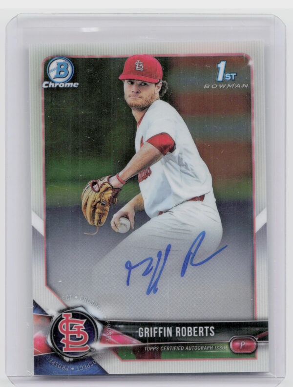 2018 Bowman Draft Griffin Roberts AU #CDA-GRO Cardinals Chrome Draft Pick Autogr
