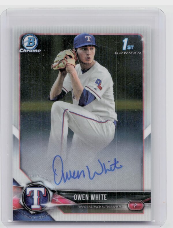 2018 Bowman Draft Owen White AU #CDA-OW Rangers Chrome Draft Pick Autographs