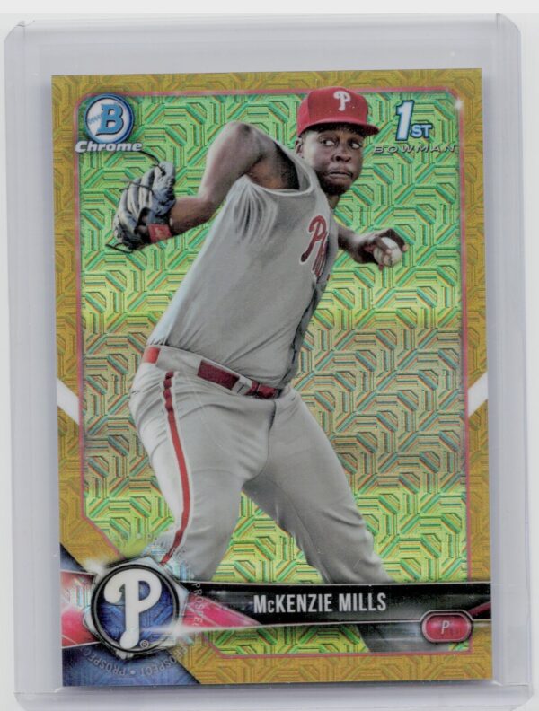 2018 Bowman McKenzie Mills /50 #BCP87 Phillies Prospects Mojo Refractor Gold