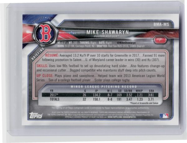 2018 Bowman Mike Shawaryn AU #BMA-MS Sox Chrome Mega Autographs - Image 3