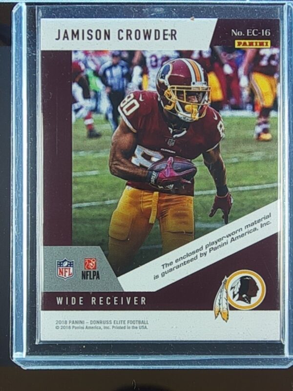 2018 Donruss Elite Jamison Crowder JSY #EC-16 Redskins Elite Coverage - Image 3