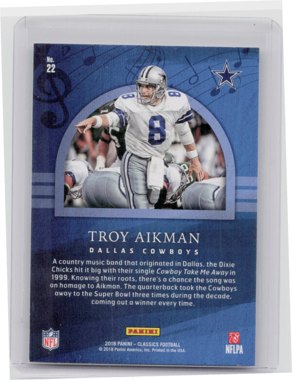 2018 Panini Classics Troy Aikman #22 Cowboys Composers - Image 3