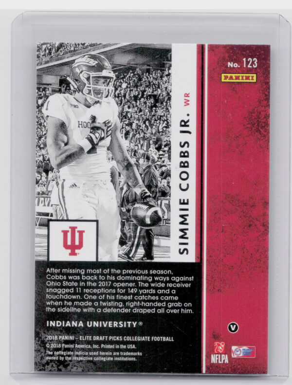 2018 Panini Elite Draft Picks Simmie Cobbs Jr. VAR #123 Hoosiers - Image 3