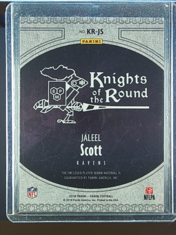 2018 Panini Jaleel Scott JSY #KR-JS Ravens Knights of the Round Rookie - Image 3