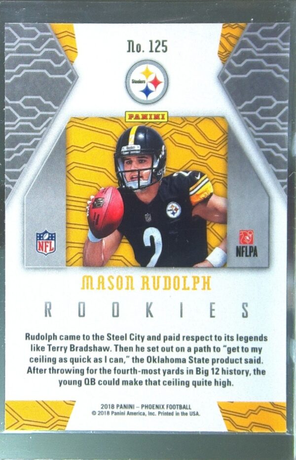 2018 Panini Phoenix Mason Rudolph Color Burst RC #125 Steelers - Image 3