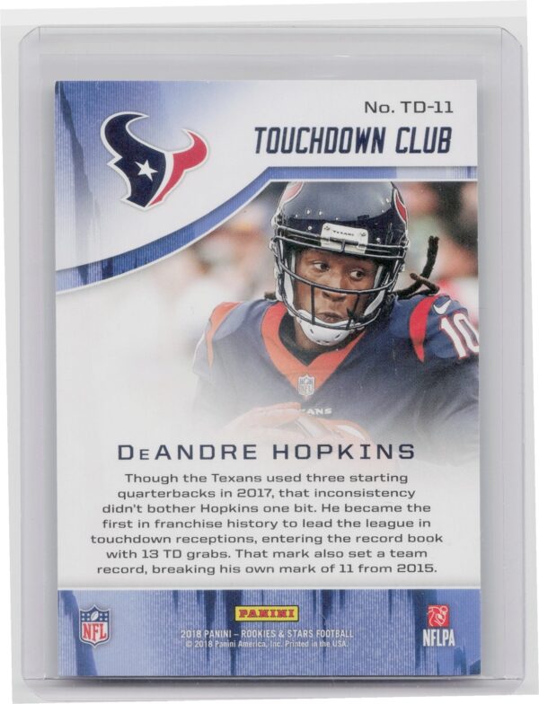 2018 Panini Rookies & Stars DeAndre Hopkins /49 #TD-11 Texans Touchdown Club - Image 3