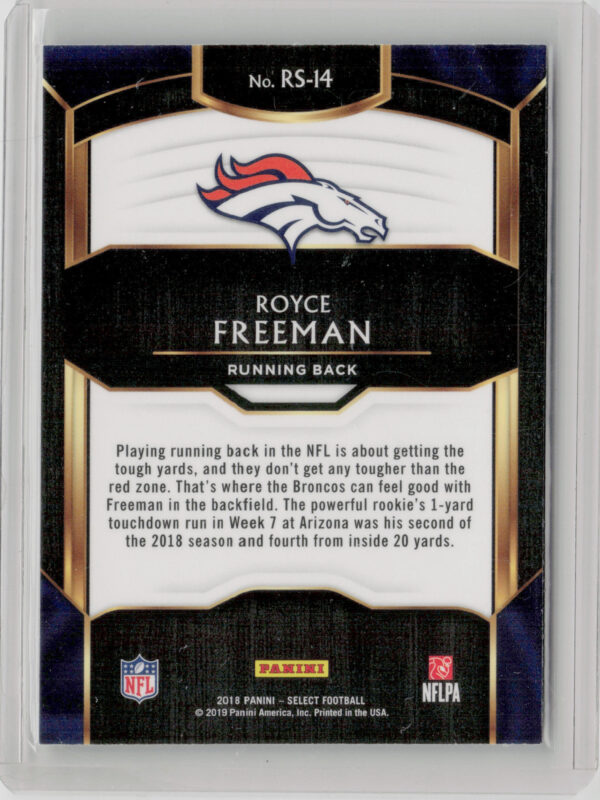2018 Panini Select Royce Freeman #RS-14 Broncos Rookie Selections - Image 3