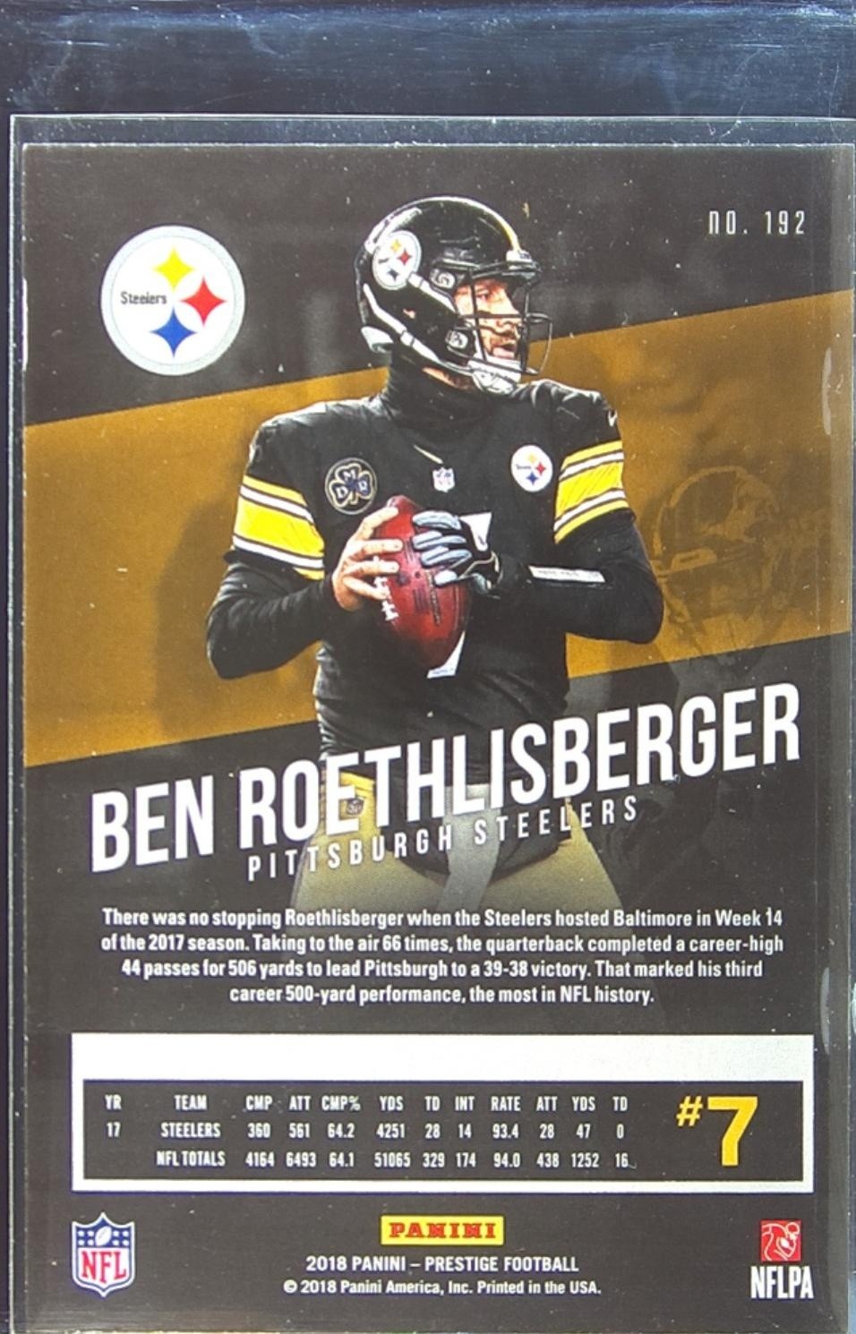2018 Prestige Ben Roethlisberger Xtra Points Red #192 Steelers - Image 3