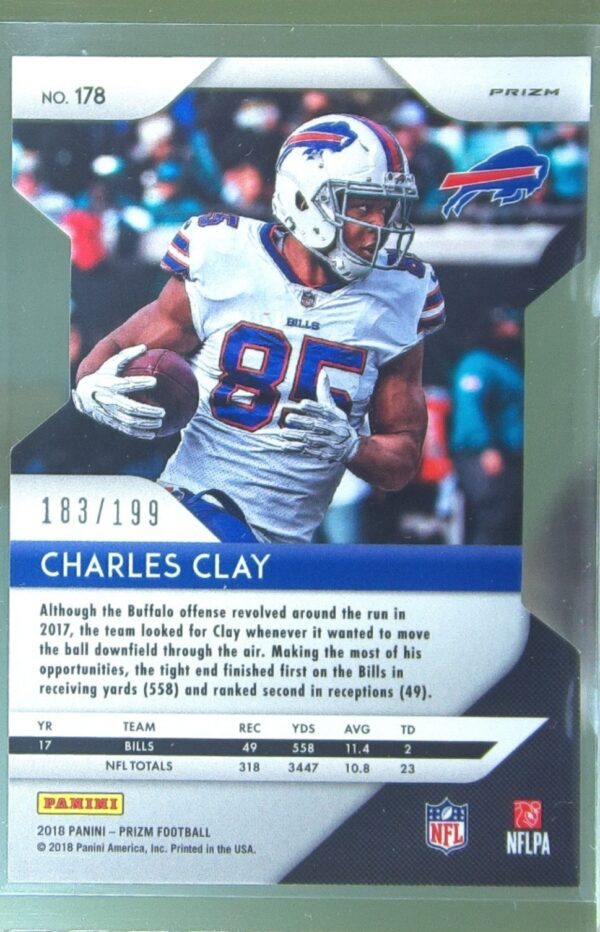 2018 Prizm Charles Clay Prizm Light Blue Die Cut /199 #178 Bills - Image 3