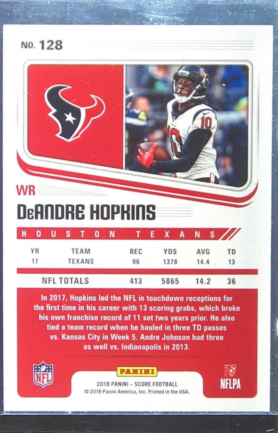 2018 Score DeAndre Hopkins Artist's Proof /35 #128 Texans - Image 3