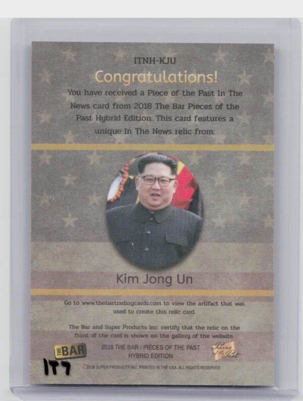 2018 The Bar Pieces of the Past Hybrid Edition:  Kim Jong Un - Image 3