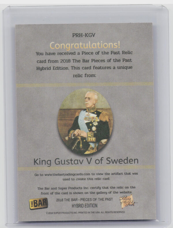 2018 The Bar Pieces of the Past Hybrid Edition:  King Gustav V of Sweden - Image 3