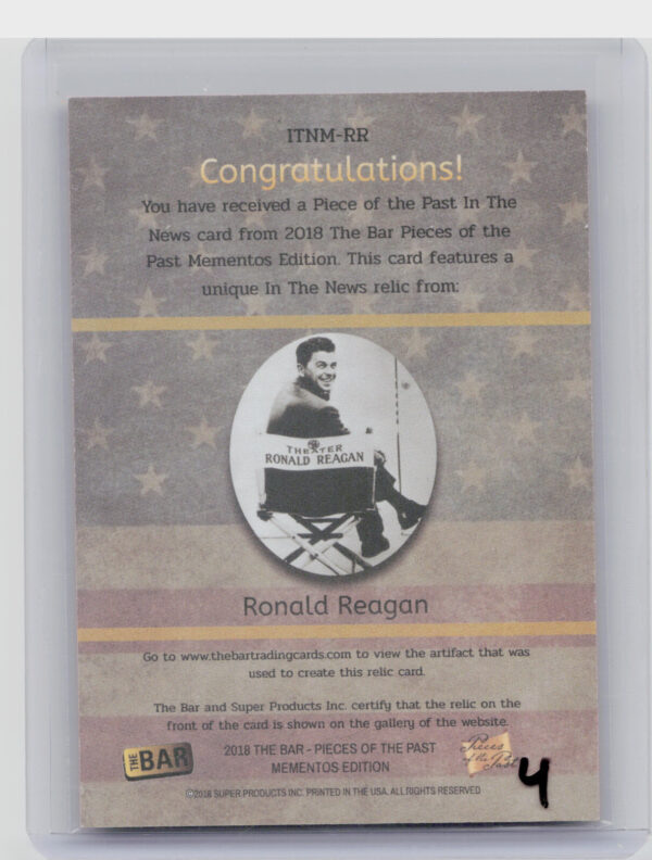 2018 The Bar Pieces of the Past  Mementos Edition: Ronald Reagan - Image 3