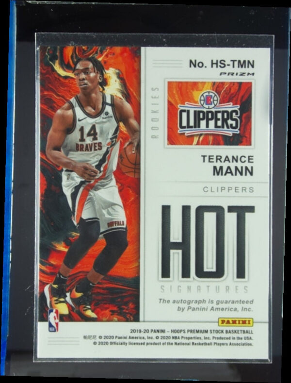 2019-20 Hoops Premium Stock Terance Mann AU #HS-TMN Clippers Hot Signatures Rook - Image 3