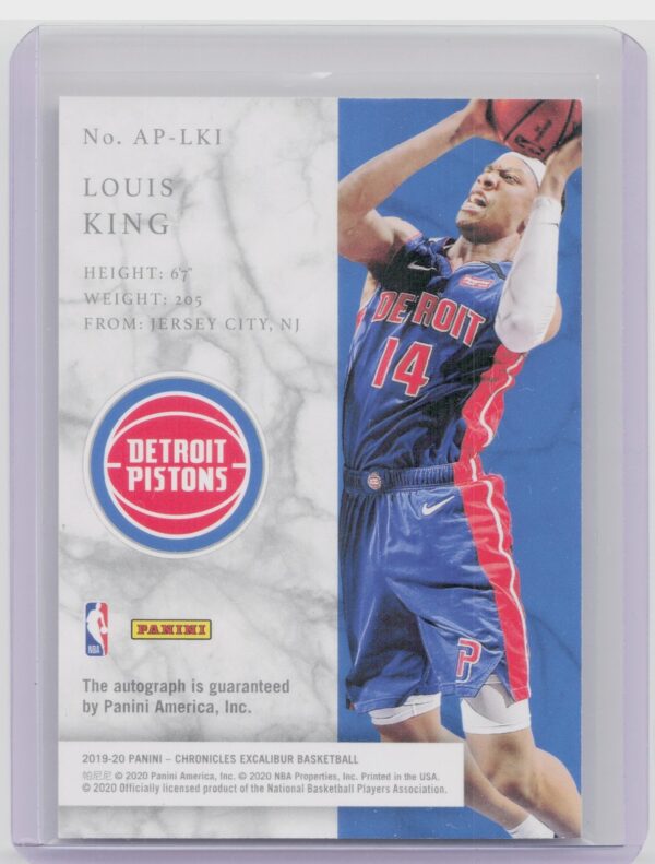 2019-20 Panini Chronicles Louis King AUTO #AP-LKI Pistons Red - Image 3