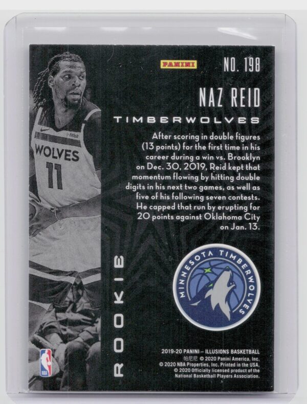 2019-20 Panini Illusions Naz Reid RC #198 Timberwolves - Image 3