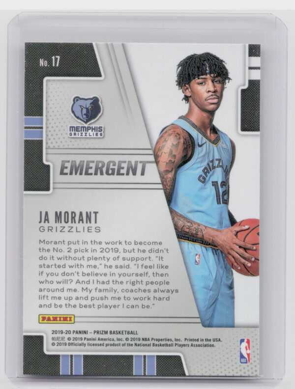 2019-20 Panini Prizm Ja Morant #17 Grizzlies Emergent - Image 3