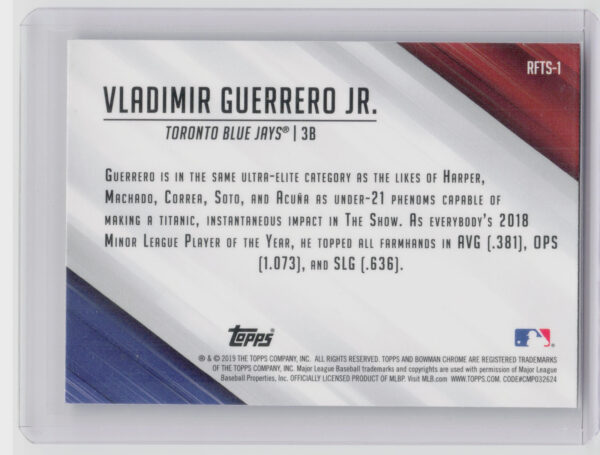 2019 Bowman Vladimir Guerrero Jr. #RFTS-1 Jays Ready for the Show - Image 3