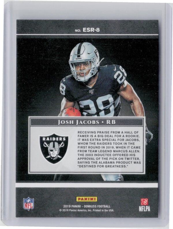 2019 Donruss Josh Jacobs #ESR-8 Raiders Elite Series Rookies - Image 3