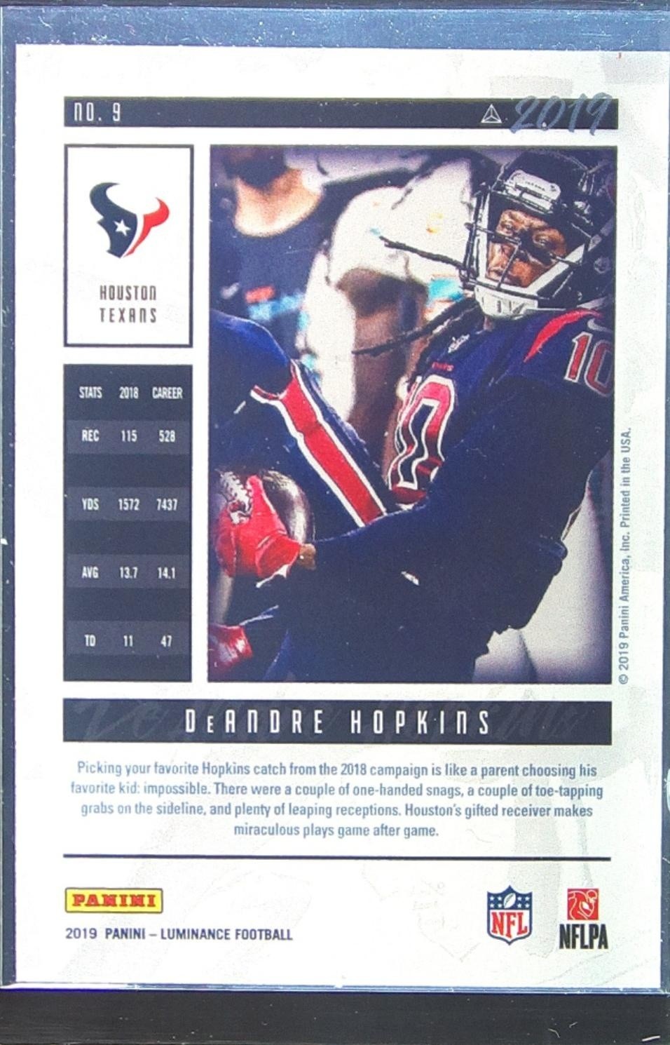 2019 Luminance DeAndre Hopkins Pink /5 #9 Texans - Image 3