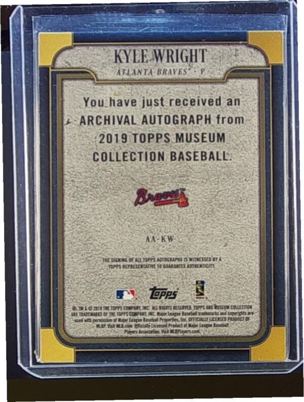 2019 Museum Collection Kyle Wright Auto /299 #AA-KW Braves Archival Autograph - Image 3