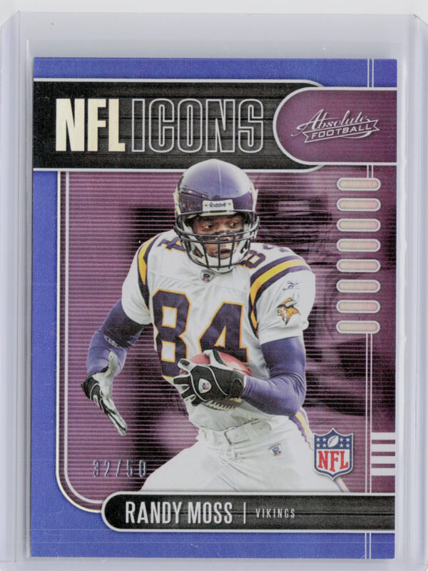 2019 Panini Absolute Randy Moss SN50 #6 Vikings NFL Icons Spectrum Blue
